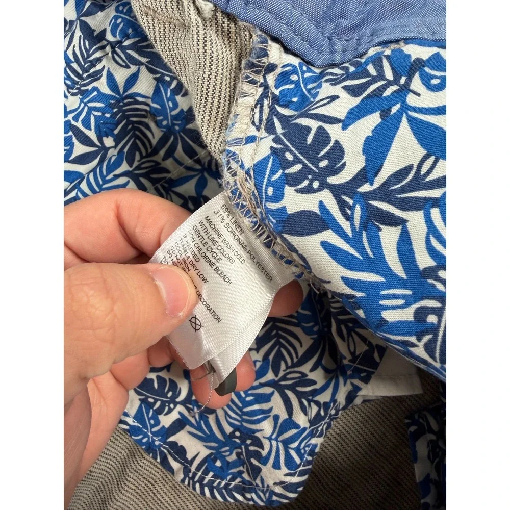 Tommy Bahama Shorts Men 3XLT (44x10) Gray Linen‎ Pleated Chino Drawstring